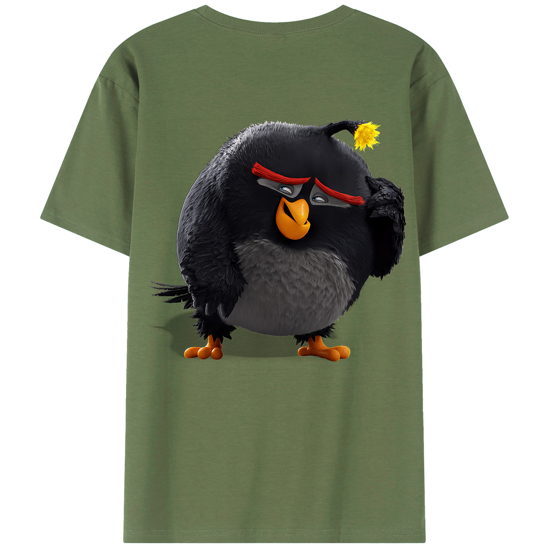 （画像用） Angry Birds アングリーバード 綿100％ メンズ半袖Tシャツ（バックプリント） 通気性